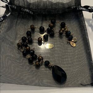 Express VINTAGE Black and Gold Beaded Necklace